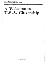 A Welcome to U. S. A. Citizenship by Us Department of Justice