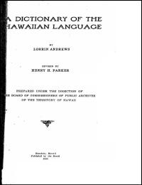 A Dictionary of the Hawaiian Language : ... by Lorrin Andrews