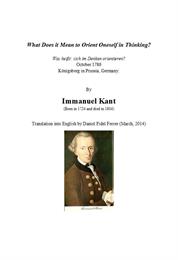 What Does it Mean to Orient Oneself in T... by Kant, Immanuel, Dr.