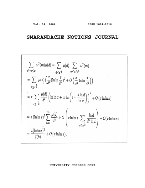 SMARANDACHE NOTIONS JOURNAL, Vol. 14, 20... by Tabirca, Sabin