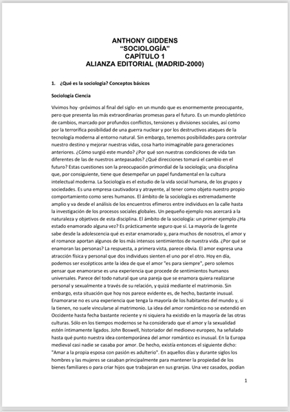 SOCIOLOGÍA, CAPÍTULO 1 ALIANZA EDITORIAL... by ANTHONY GIDDENS